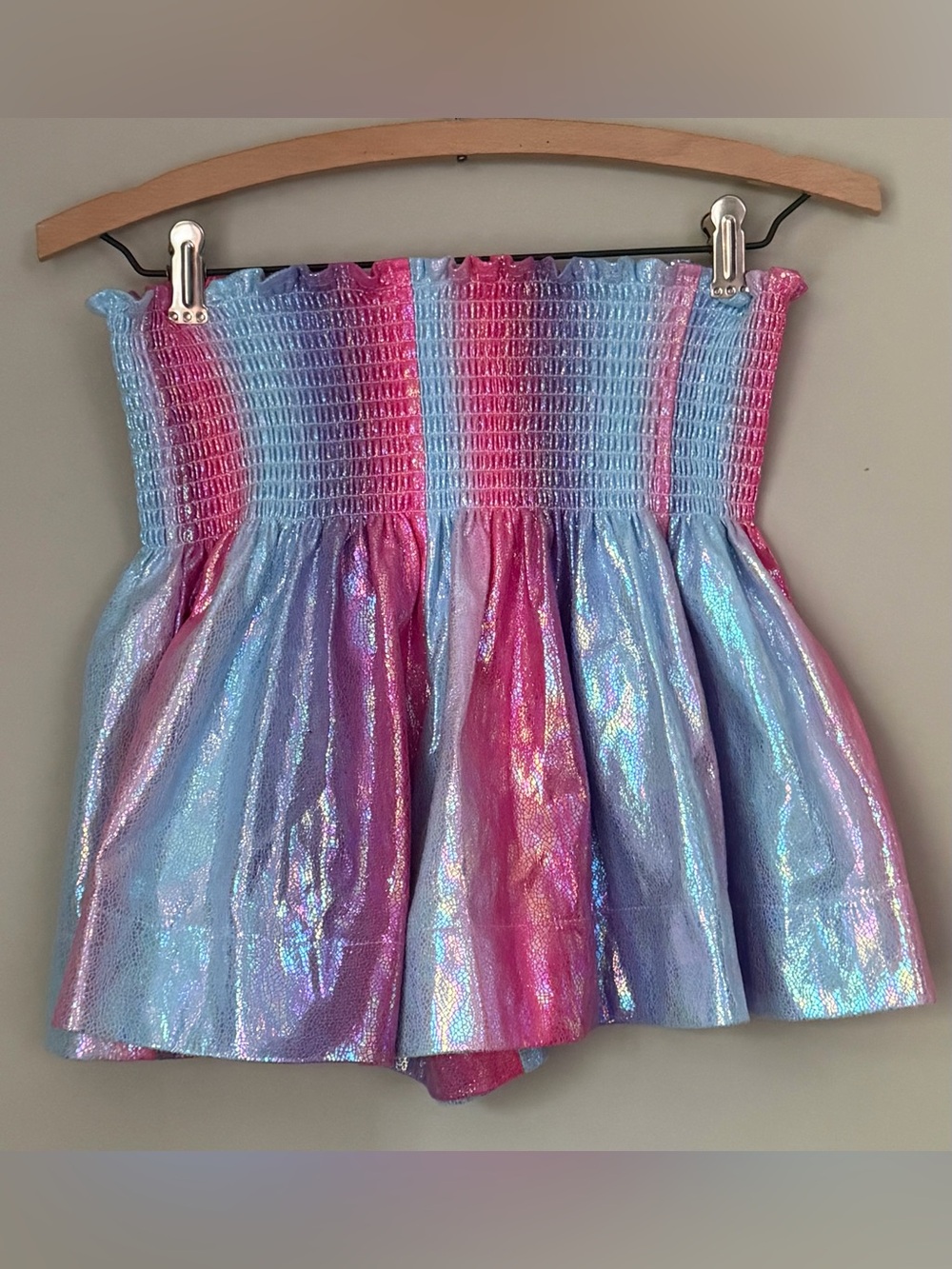 Queen of Sparkles | Metallic Pink Blue Smocked Skort | Size XS